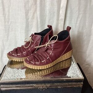Spring Step Burgundy Nespa lace-up booties; Size: 36